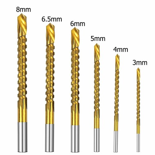 Сверло фреза Кукуруза по металлу и дереву, набор 6 шт. (3, 4, 5, 6, 6.5, 8 мм) сверло зубчатое долото для сверления квадратных отверстий набор инструментов для деревообработки