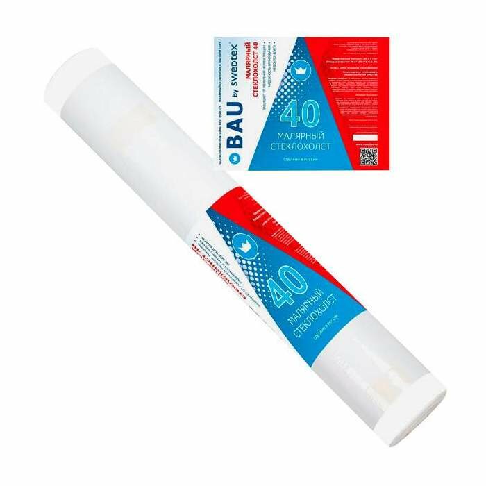 фото Стеклохолст малярный Bau by Swedtex 1*50м 40г/м2