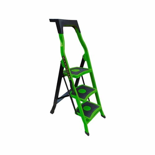 Стремянка Стальная Mandegar Sama Зеленого Цвета С 3 Широкими Ступенями