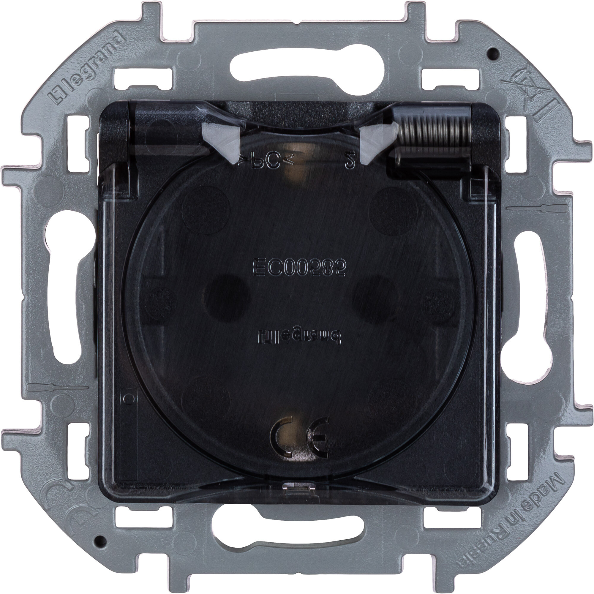 фото Розетка IP44 со шторками с крышкой Legrand Inspiria (антрацит)