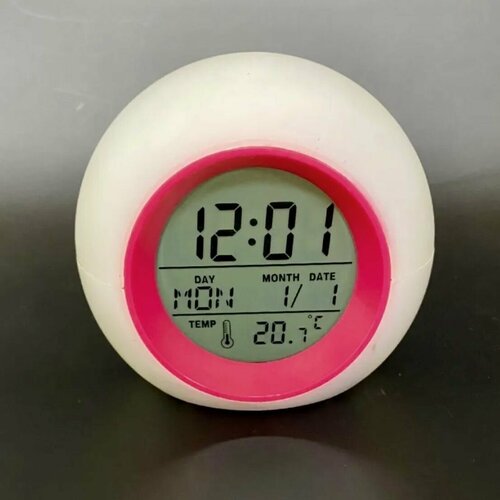 Многофункциональный настольный электронный часы будильник Шар красный 699₽