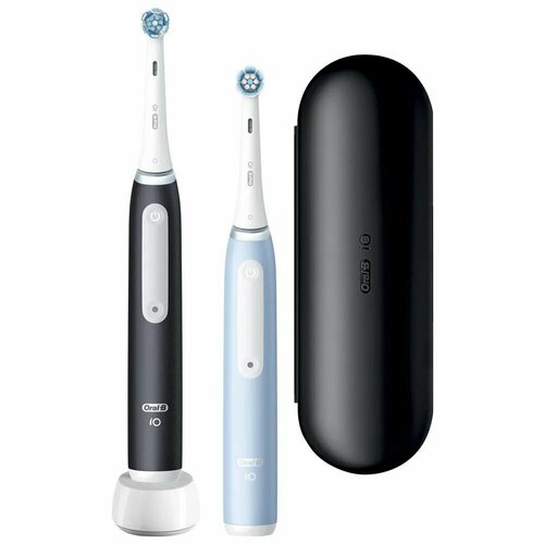 Oral-B Электрическая зубная щетка iO Series 3 Duo, черный, голубой электрическая зубная щетка oral b vitality io series 8 насадки для щётки 1шт цвет черный