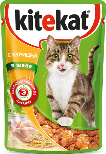 Китекат 10172312/10220146/10227027/10227779/10247910/10251348/10281176 пауч для кошек Курица в желе 85г