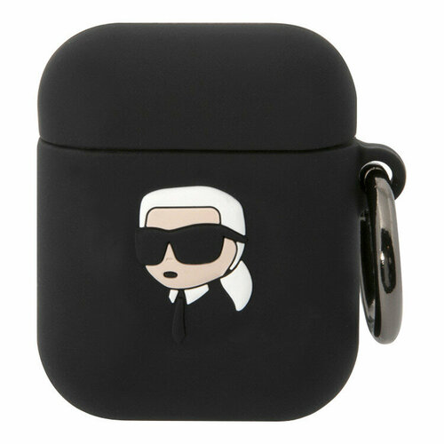 Karl Lagerfeld силиконовый чехол с кольцом для Airpods 1/2, NFT 3D Karl черный