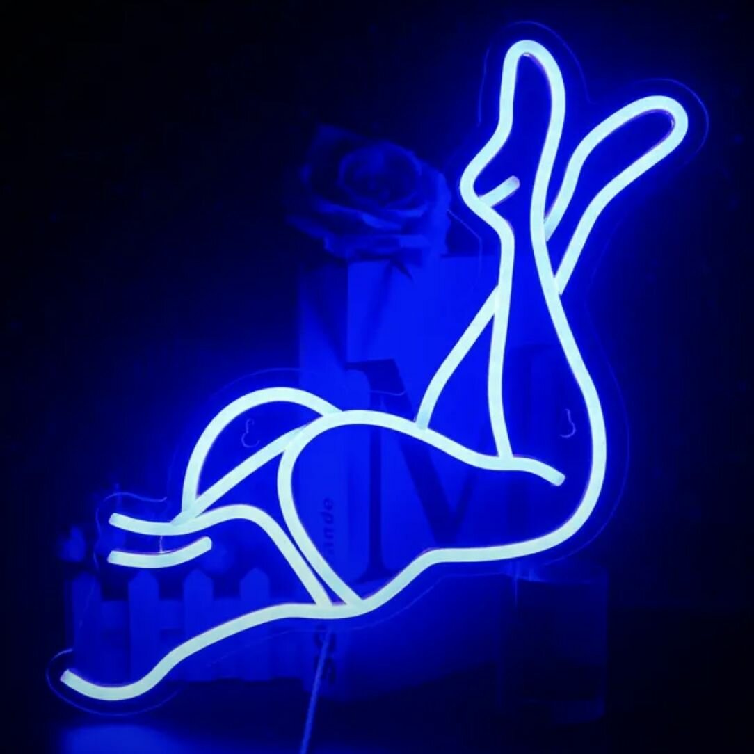 Неоновая вывеска светильник декоративный Женская фигура 30х15 см.