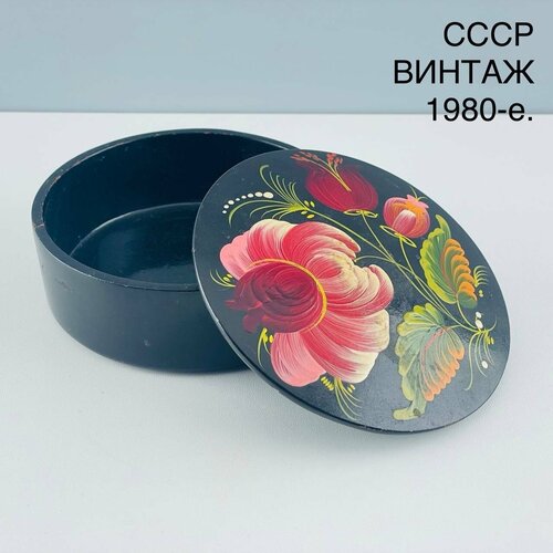 Винтажная шкатулка Полевой букет Дерево петриковская роспись СССР 1980-е 2000₽