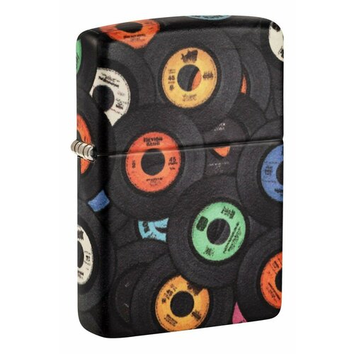 Зажигалка ZIPPO Records Design с покрытием 540 Matte, латунь/сталь, черная, 38x13x57 мм черный, оранжевый