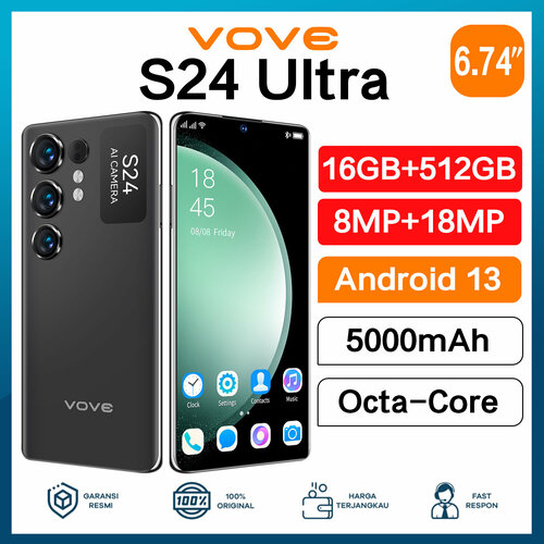 Смартфон Vove Galaxy S24 Ultra 16512 ГБ Черный цвет 11000₽