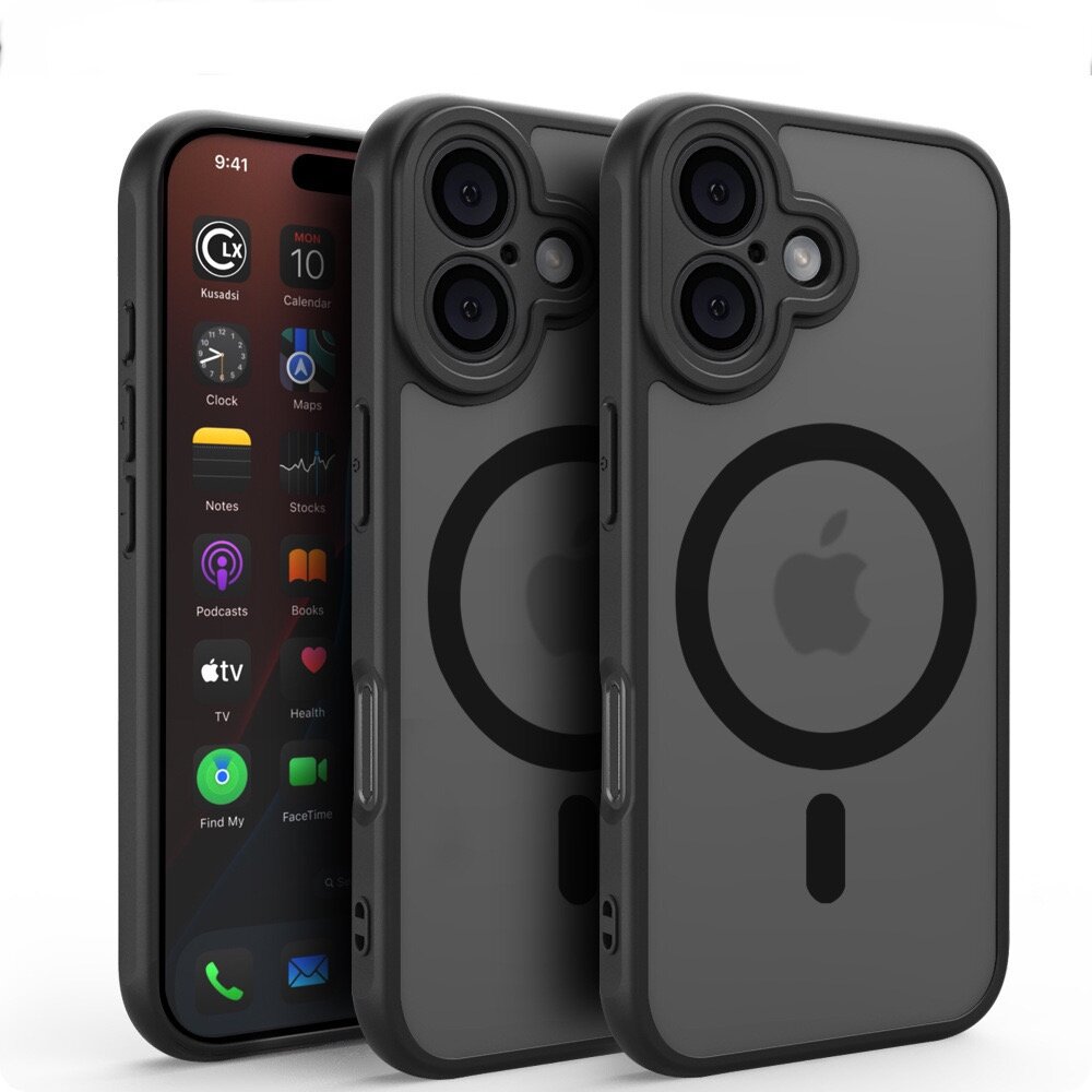 Чехол Creative Case для Apple iPhone 16 (айфон 16) магнитный, совместимый с MagSafe (магсейф), противоударный, черный — фото 1