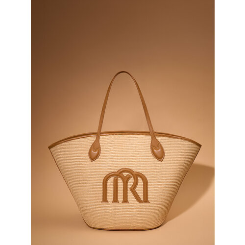 Комплект сумок пляжная Marco Russo, фактура плетеная, бежевая (sandstone)