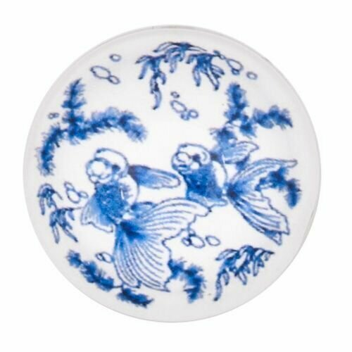 Кнопка стеклянная "Гжель" #1