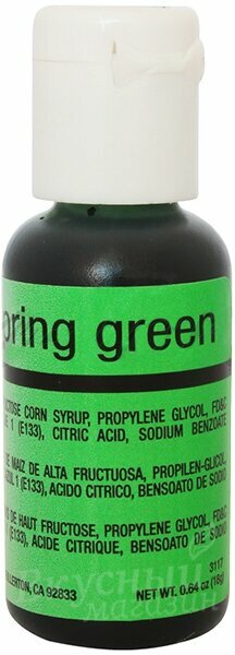 Краска для аэрографа Зеленая Spring Green Chefmaster, 18 гр.
