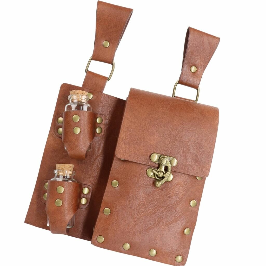Костюм для косплея, Средневековая сумка-пояс в стиле стимпанк - коричневая,