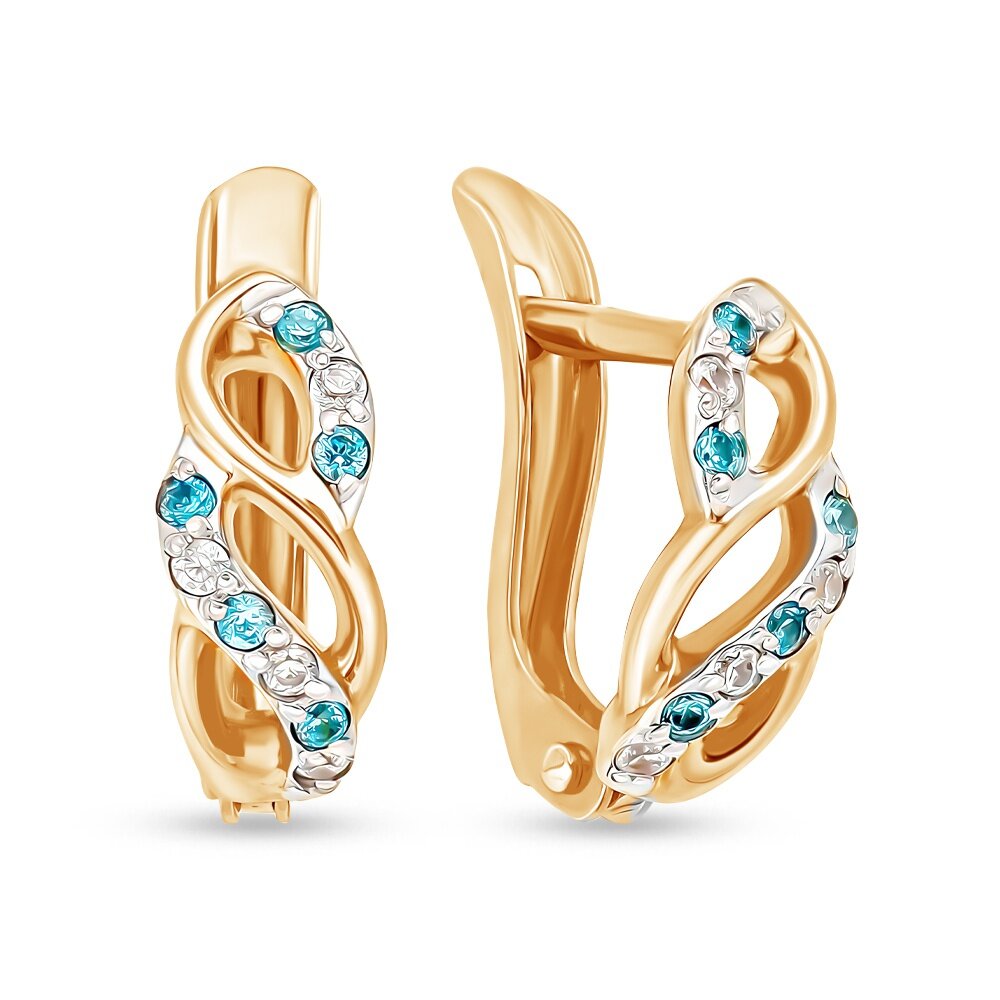 Серьги 585GOLD, красное золото, 375 проба, родирование, фианит, , красный