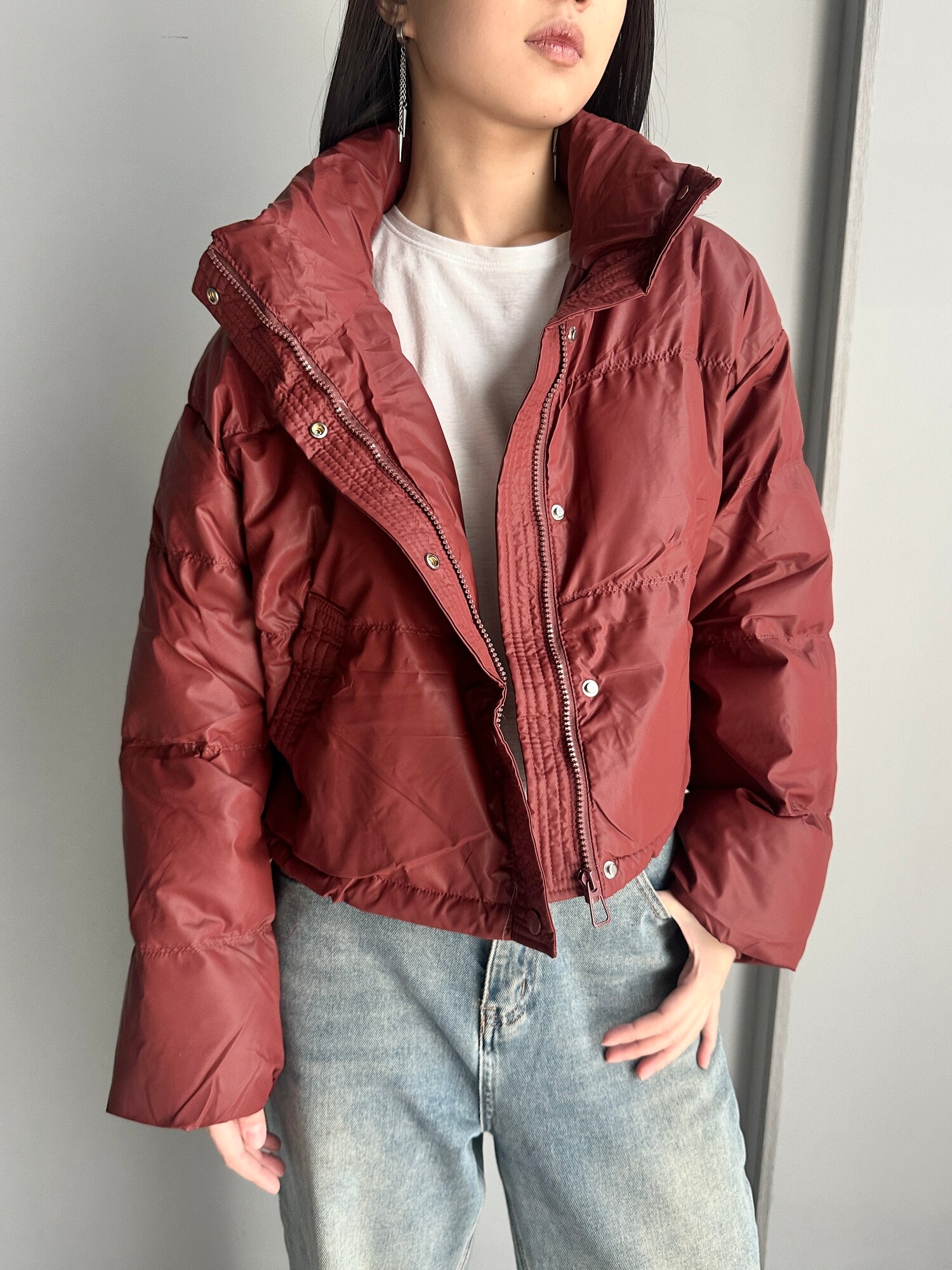 Пуховик Хаки, черный, вишневый