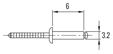 Вытяжные заклёпки стандартный борт 3,2х6 Алюминий/Сталь (20 штук)