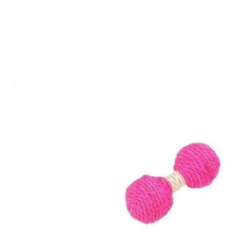 Игрушка-погремушка для кошек из сизаля Гантель, 13х5 см, розовый-желтый