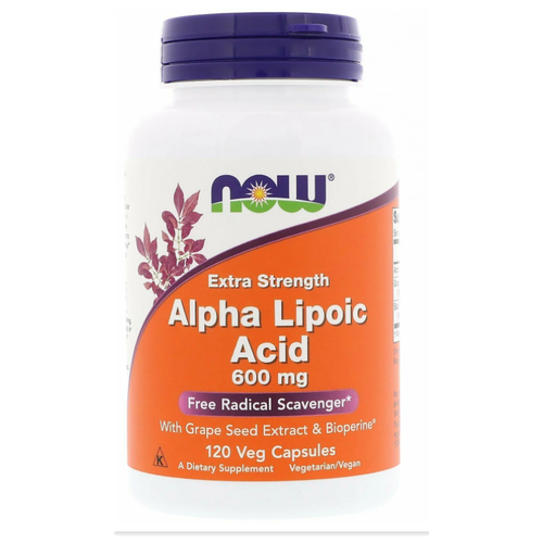 Капсулы NOW Alpha Lipoic Acid 600 мг, 140 г, 120 шт.