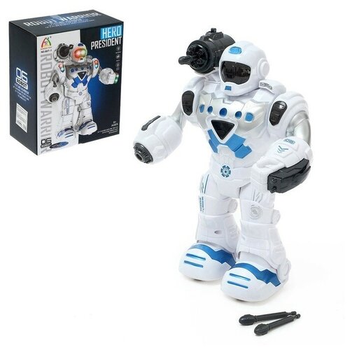 Робот «Герой», световые и звуковые эффекты, работает от батареек, цвет синий робот весельчак звуковые эффекты с проектором 4336536