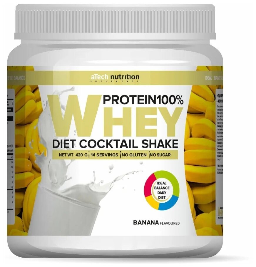 белковый коктейль "Whey Protein" со вкусом банана ТМ aTech nutrition 420гр