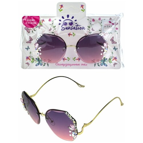 Lukky Солнцезащитные очки со стразами, фиолетово-розовый