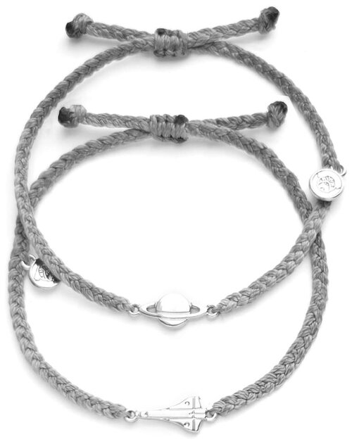 Плетеный браслет WAF-WAF, металл, серый