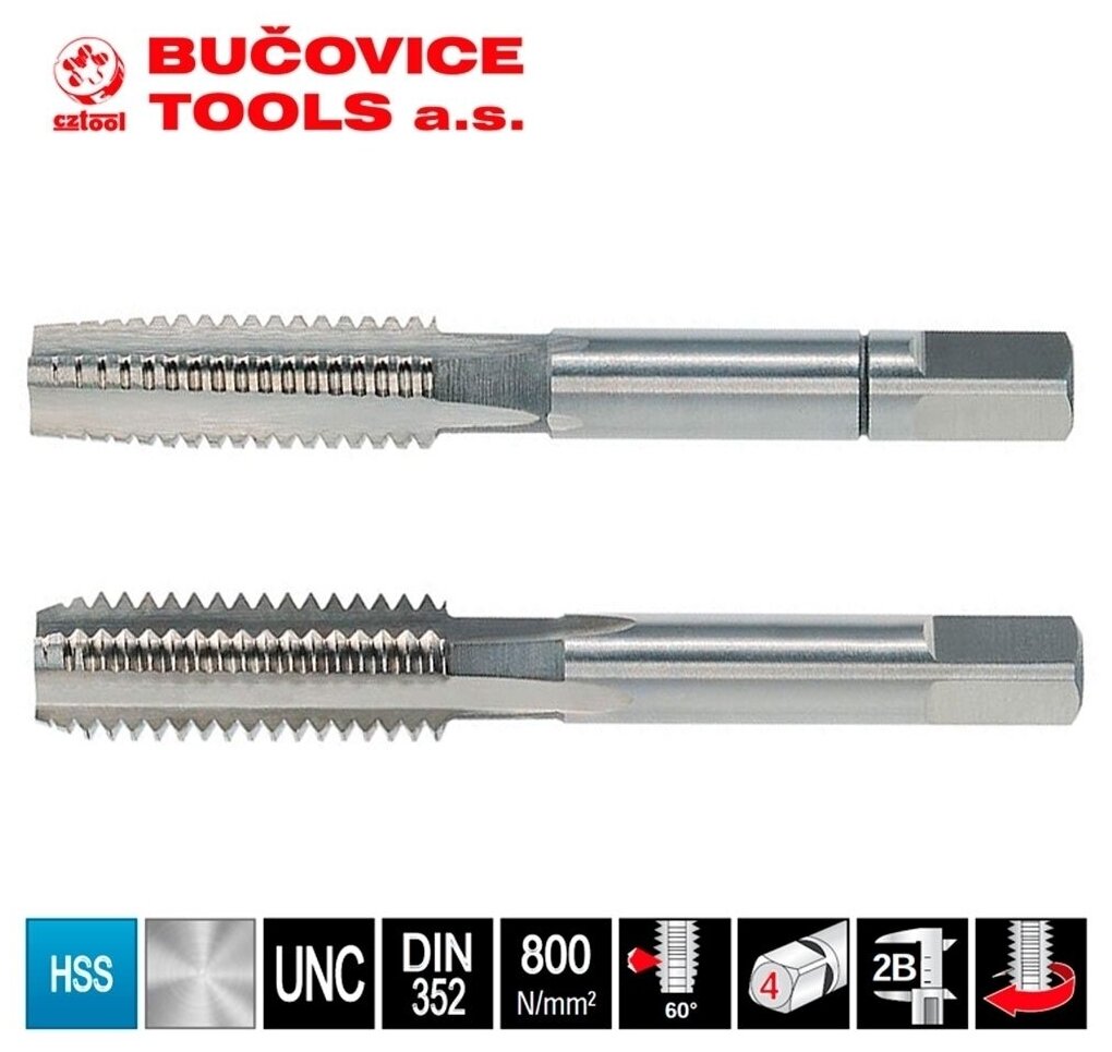 Метчик UNC №5 -40 (комплект 2шт) DIN352 2b 60гр HSS30 Bucovice(Cztool) 145005-2