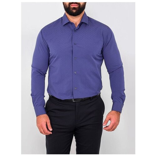 фото Рубашка мужская длинный рукав greg 773/139/1080/z_gb, полуприталенный силуэт / regular fit, цвет фиолетовый, рост 174-184, размер ворота 39