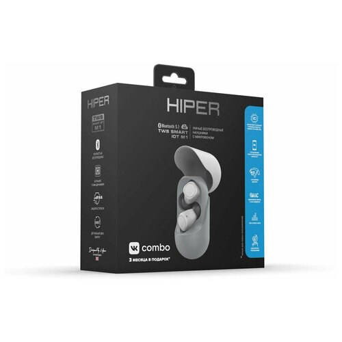 Гарнитура HIPER TWS Smart IoT M1 Bluetooth вкладыши серый htw-m10 385000₽