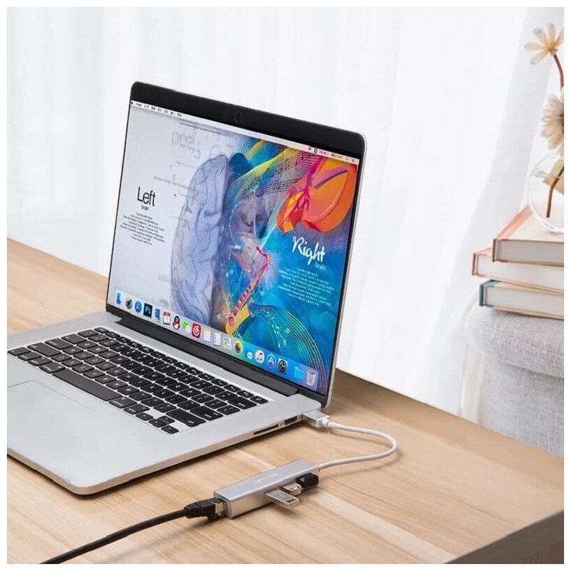 Разветвитель адаптер переходник USB HUB Хаб Onten OTN-5226 4в1 3 порта USBRJ45 Ethernet 02м