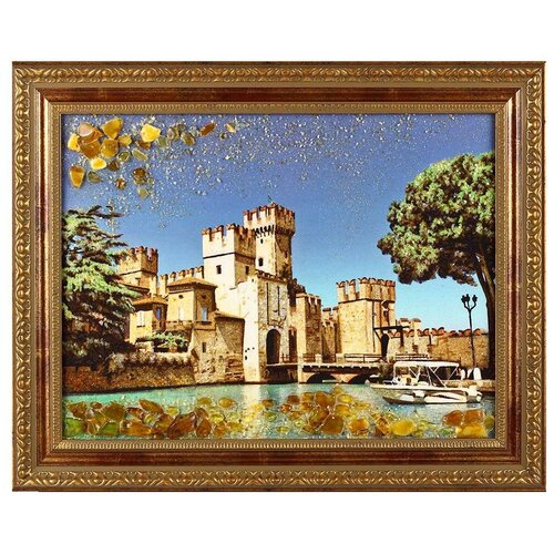 «Замок Скалигеров Сирмионе. Италия» картина с балтийским янтарем