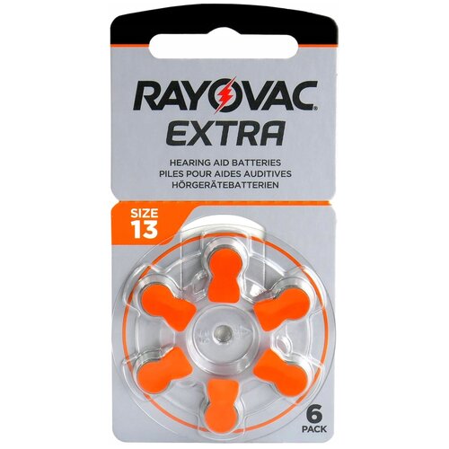 Батарейка RAYOVAC EXTRA ZA13, для слуховых аппаратов 60 шт. батарейки для слуховых аппаратов rayovac extra 675 6 шт