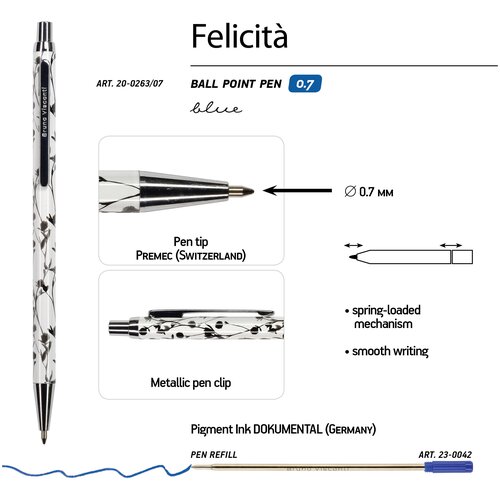 Bruno Visconti Ручка шариковая Felicita Вереск, 0.7 мм, 20-0263/07, 1 шт.