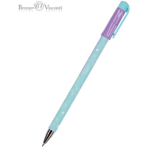 Ручка BrunoVisconti, шариковая, 0.5 мм, синяя, HappyWrite «единорог И радуга», Арт. 20-0215/54