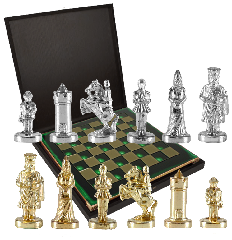 Шахматный набор "Византийская Империя" (доска 20х20, деревянный короб, фигуры золото/серебро)