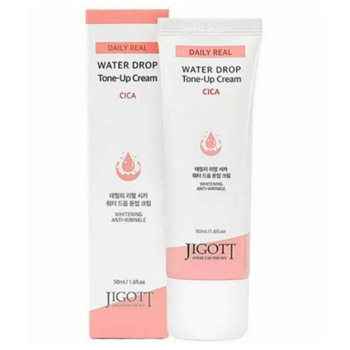 Крем для лица увлажняющий с центеллой азиатской Jigott Daily Real Cica Water Drop Tone Up Cream, 50 мл крем для улучшения тона с центеллой jigott daily real water drop tone up cream cica 50 мл