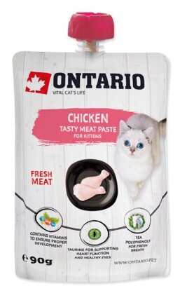 Ontario (консервы, лакомства) Лакомство-паста для котят из свежего мяса курицы 213-52308, 0,09 кг