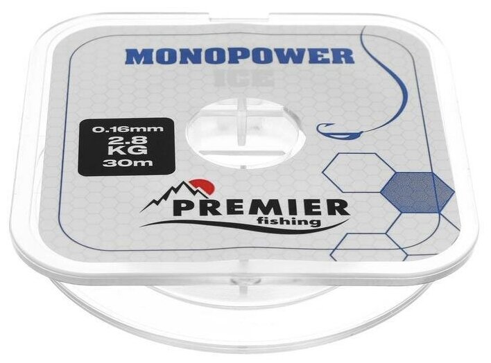 Леска PREMIER fishing MONOPOWER ICE 016 мм 30 м Clear Nylon