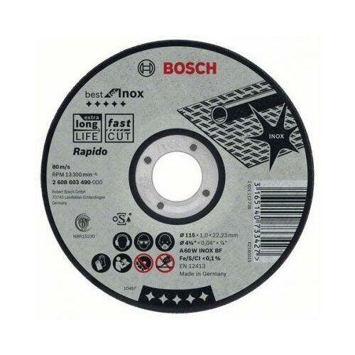 Круг отрезной BOSCH Best for INOX 125x1,0мм, прямой