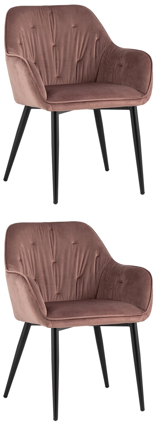 Комплект стульев для кухни 2 шт Алекса, велюр пыльно-розовый
