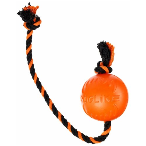 Игрушка для собак Doglike Мяч с канатом Большой (оранжевый-черный-черный)