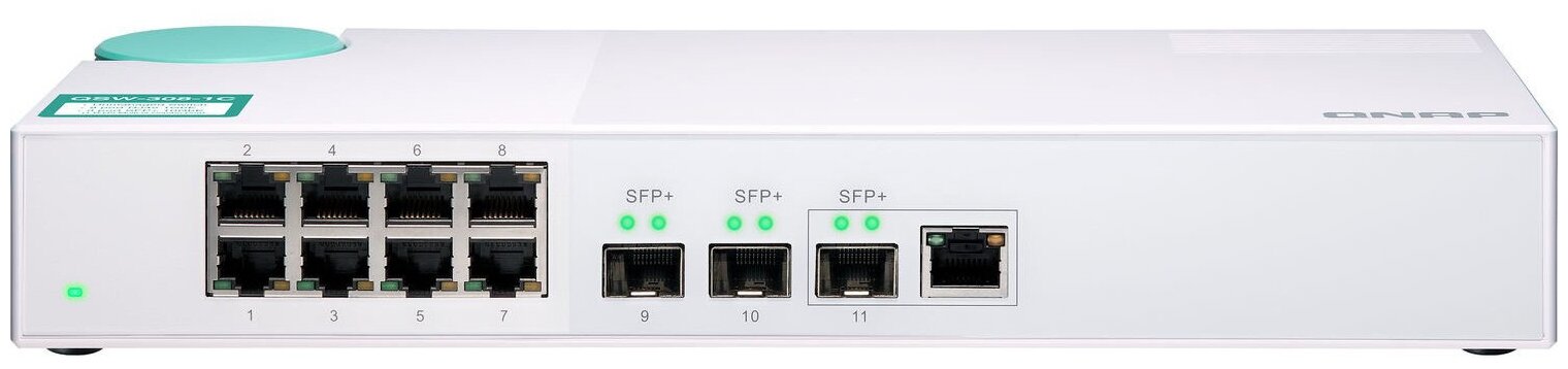 Коммутатор Qsw-308-1c Qnap Qsw-308-1c Unmanaged 10 Gb / s switch with 3 SFP + ports, of which 1 is c .