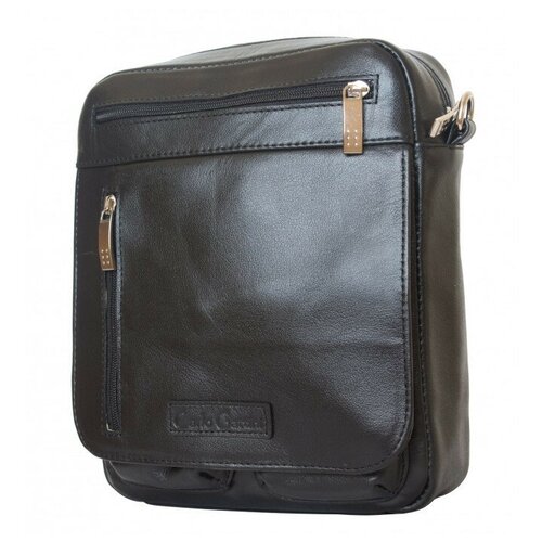 фото Кожаная мужская сумка, черная carlo gattini 5015-01