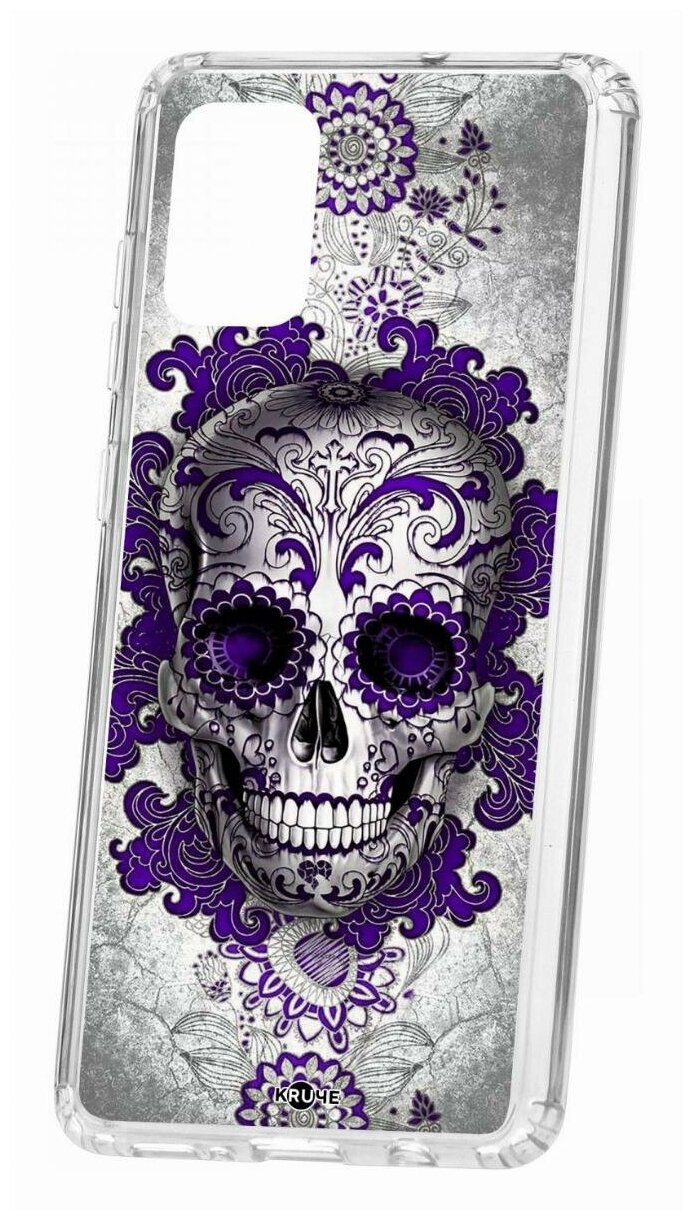 Чехол для Samsung Galaxy A71 Kruche Print Sugar skull, пластиковая накладка, силиконовый бампер с защитой камеры, защитный прозрачный кейс с рисунком