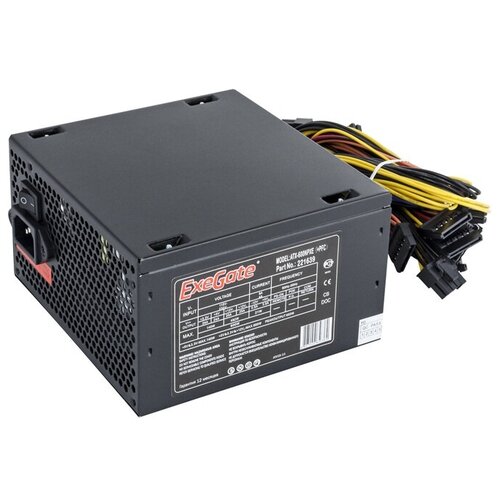 Блок питания EXEGATE 600NPXE ATX PPFC PC 12cm fan 24pin 44pin PCIe 4xSATA 3xIDE FDD black кабель 220V в комплекте 3332₽