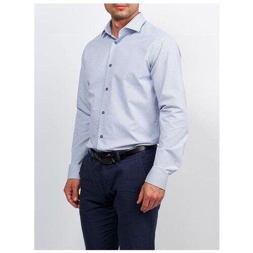фото Рубашка мужская длинный рукав greg 121/139/735/z, полуприталенный силуэт / regular fit, цвет белый, рост 174-184, размер ворота 44