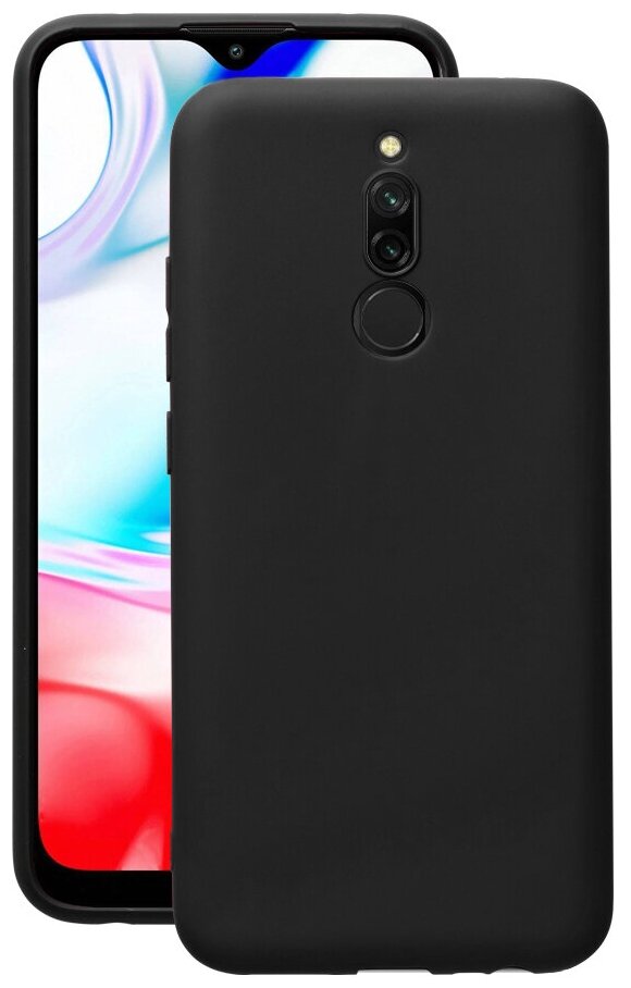 Чехол Gel Color Case для Xiaomi Redmi 8, черный, PET белый, Deppa