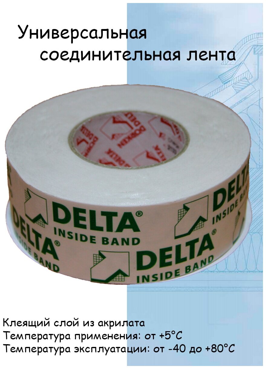 Соединительная односторонняя лента Delta Inside Band I 60 мм х 40 м ( дельта инсайд банд) 10 штук - фотография № 2