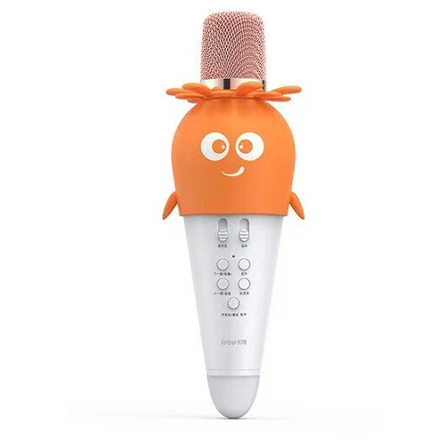 Беспроводной караоке микрофон детский с блютуз / Оранжевый