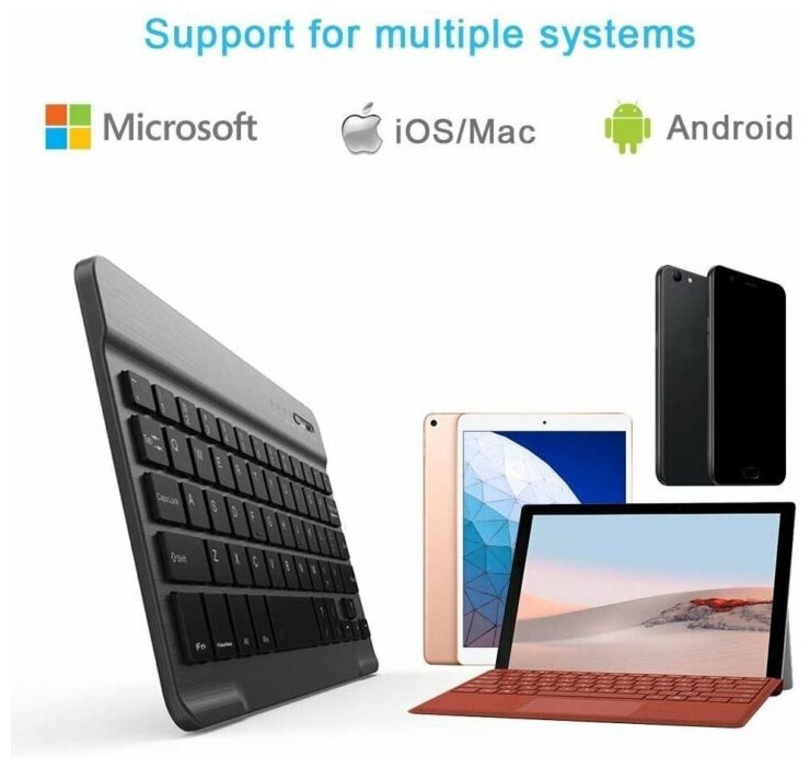 Ультратонкая беспроводная портативная bluetooth клавиатура нового поколения с подсветкой перезаряжаемая